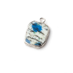 14x12mm Silver leafed K2 Azurite Granite "K2 Jasper" Slice Pendant 1 piece (ONLINE ORDER ONLY)