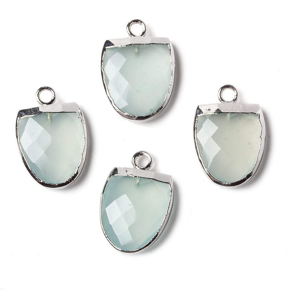 14x12mm Silver Leafed SeaGlass Green Chalcedony Half Oval Pendant 1 focal bead (ONLINE ORDER ONLY)