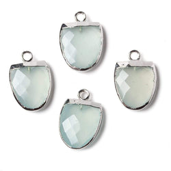 14x12mm Silver Leafed SeaGlass Green Chalcedony Half Oval Pendant 1 focal bead (ONLINE ORDER ONLY)
