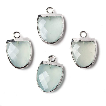 14x12mm Silver Leafed SeaGlass Green Chalcedony Half Oval Pendant 1 focal bead (ONLINE ORDER ONLY)