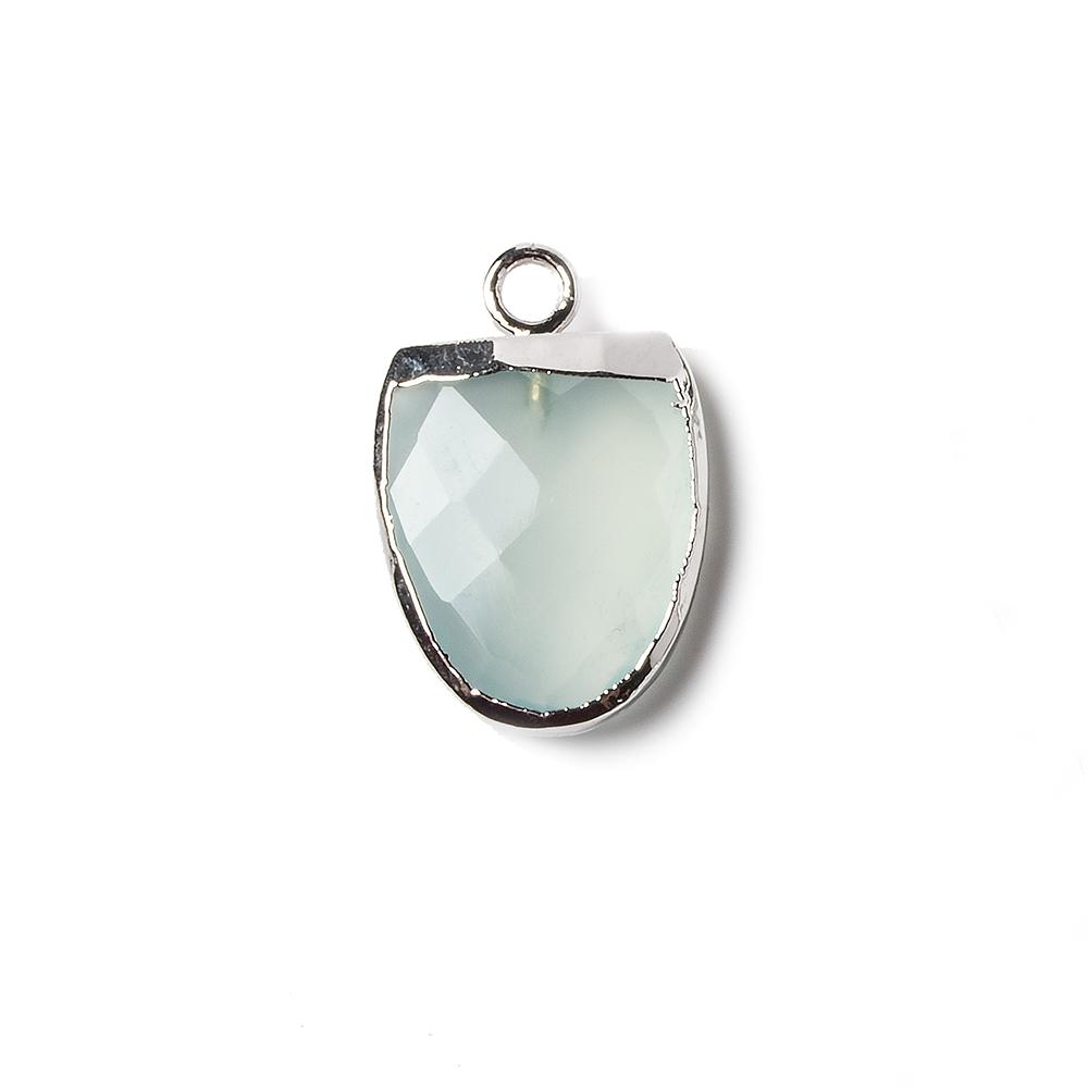14x12mm Silver Leafed SeaGlass Green Chalcedony Half Oval Pendant 1 focal bead (ONLINE ORDER ONLY)