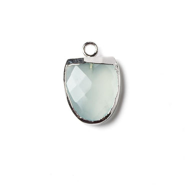 14x12mm Silver Leafed SeaGlass Green Chalcedony Half Oval Pendant 1 focal bead (ONLINE ORDER ONLY)