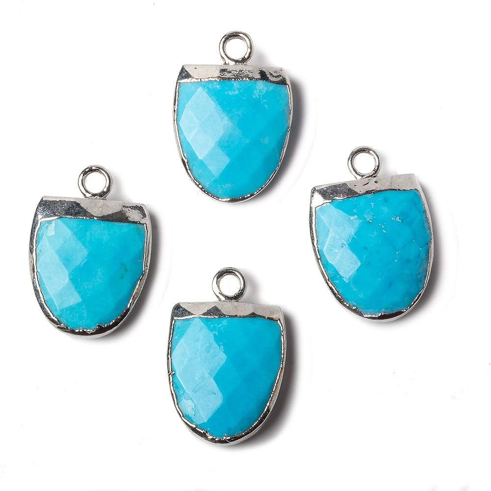 14x12mm Silver Leafed Turquoise Magnesite Half Oval Pendant 1 focal bead (ONLINE ORDER ONLY)