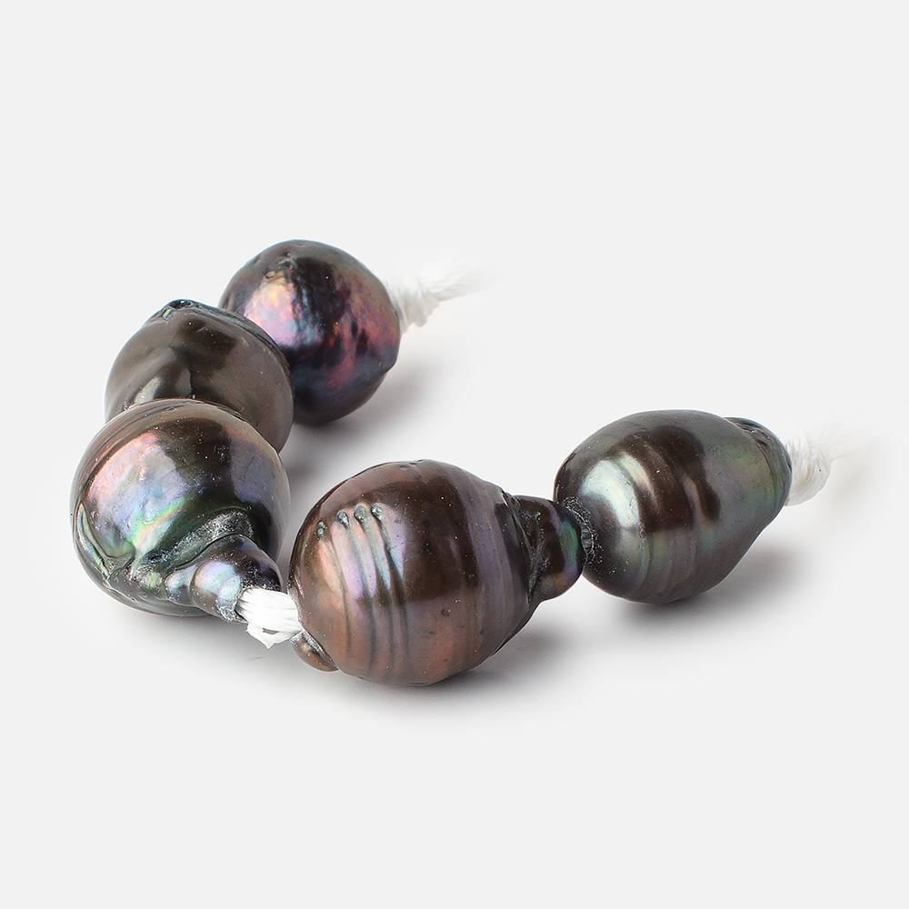 14x13-19x15mm Peacock Ultra Baroque 2.5mm Large Hole Pearls 5 Beads (ONLINE ORDER ONLY)