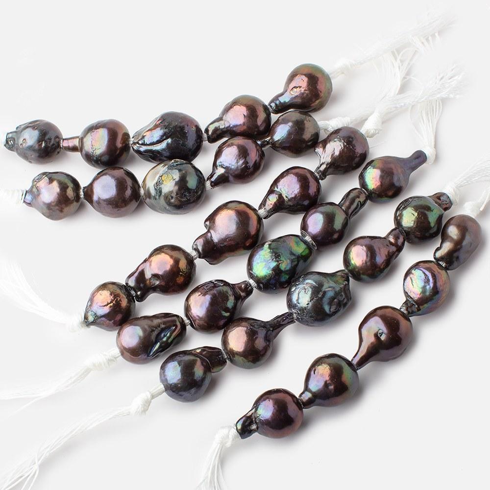 14x13-19x15mm Peacock Ultra Baroque 2.5mm Large Hole Pearls 5 Beads (ONLINE ORDER ONLY)