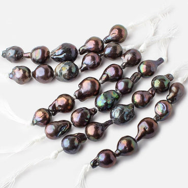 14x13-19x15mm Peacock Ultra Baroque 2.5mm Large Hole Pearls 5 Beads (ONLINE ORDER ONLY)