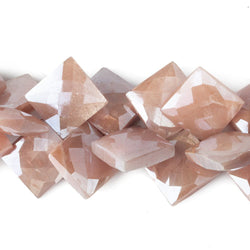 13-16mm Mystic Peach Moonstone Corner Drilled Faceted Squares 8 inch 34 beads (ONLINE ORDER ONLY)