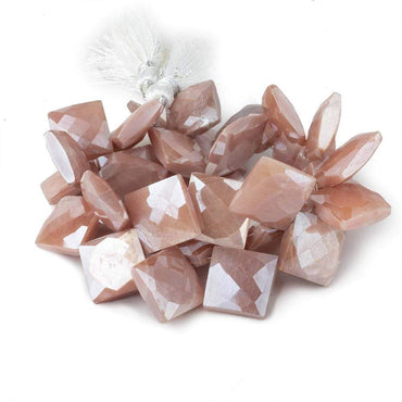 13-16mm Mystic Peach Moonstone Corner Drilled Faceted Squares 8 inch 34 beads (ONLINE ORDER ONLY)