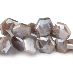 14x14-16x16mm Mystic Chocolate Moonstone Faceted Hexagonals 8 inch 32 beads (ONLINE ORDER ONLY)
