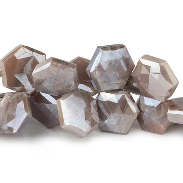 14x14-16x16mm Mystic Chocolate Moonstone Faceted Hexagonals 8 inch 32 beads (ONLINE ORDER ONLY)
