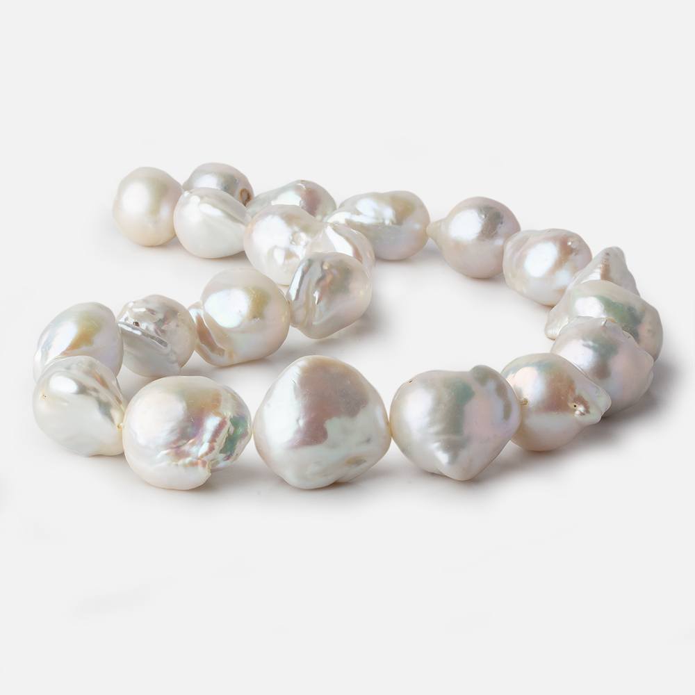 14x14-16x20mm  White Ultra Baroque Freshwater Pearl 16 inch 21 pieces A (ONLINE ORDER ONLY)