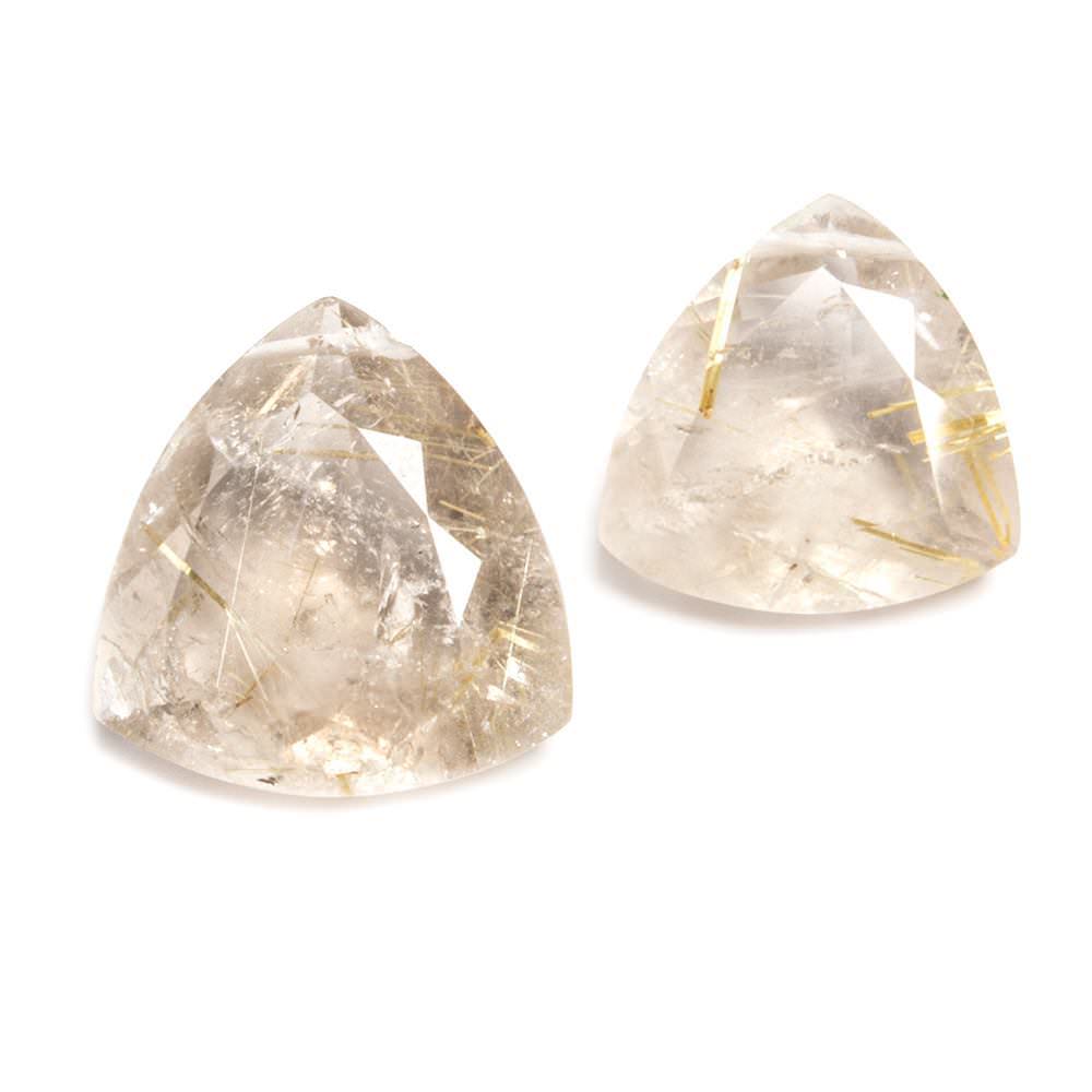 14x14-17x17mm Golden Rutilated Quartz Pavilion faceted trillion Bead Set of 2 (ONLINE ORDER ONLY)