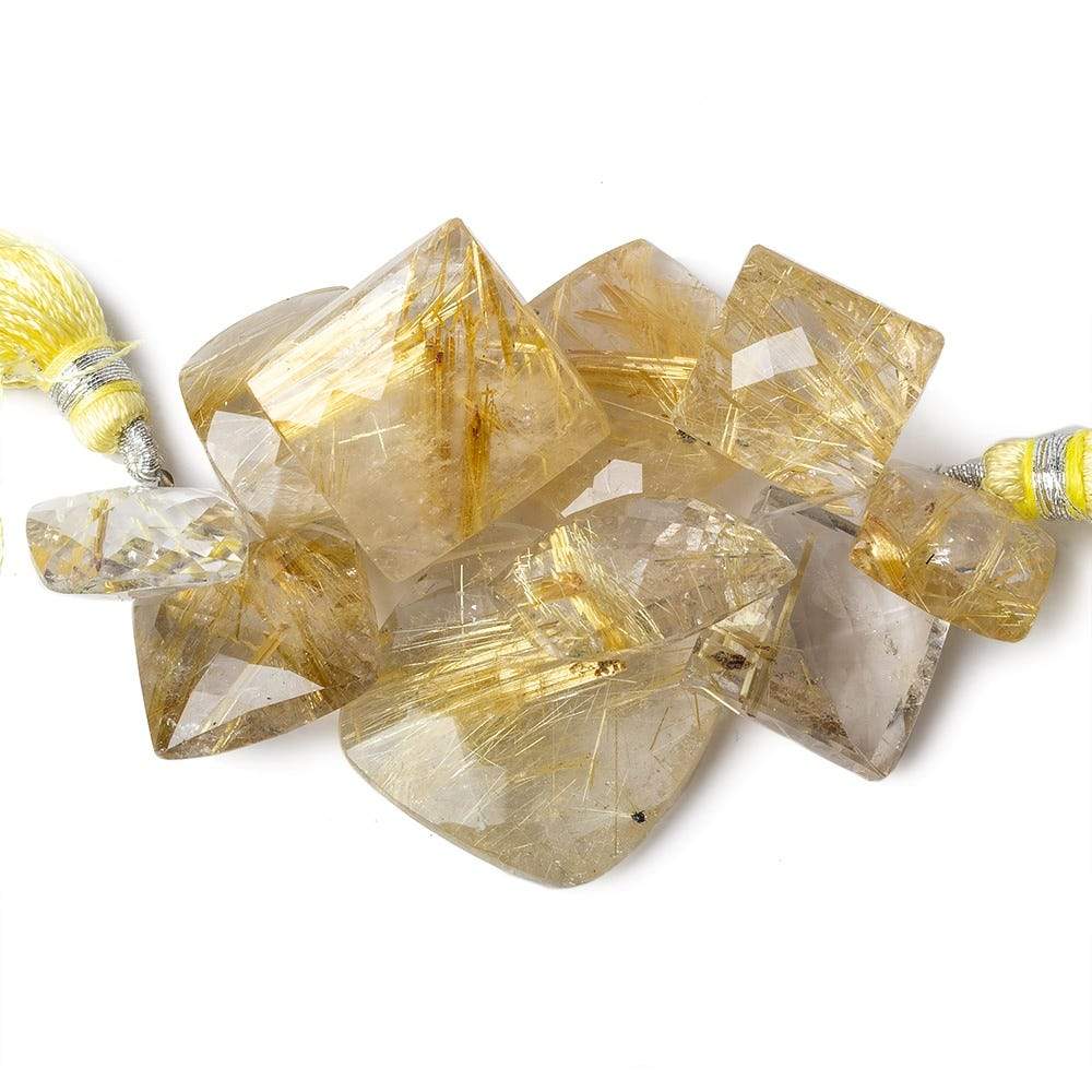 14x14-23x22mm Golden Rutilated Quartz faceted cushion and square beads 10 pieces AAA (ONLINE ORDER ONLY)