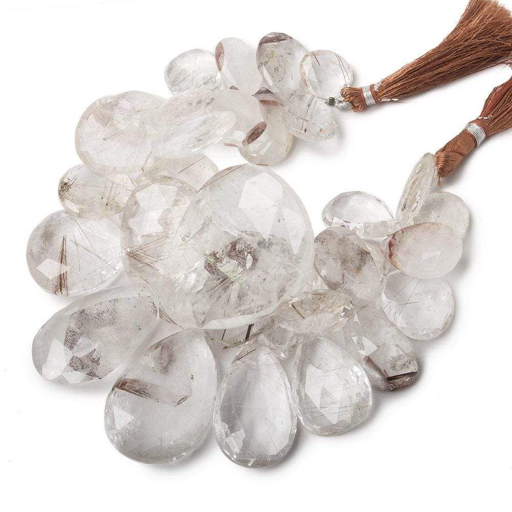 14x14-47x34mm Ferrous Quartz Pear and Heart Briolette 7.5 inch 32 Beads (ONLINE ORDER ONLY)