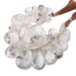 14x14-47x34mm Ferrous Quartz Pear and Heart Briolette 7.5 inch 32 Beads (ONLINE ORDER ONLY)