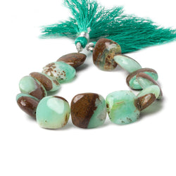 14x14mm Chrysoprase & Matrix plain pillow beads 7.5 inch 13 pieces (ONLINE ORDER ONLY)