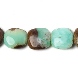 14x14mm Chrysoprase & Matrix plain pillow beads 7.5 inch 13 pieces (ONLINE ORDER ONLY)