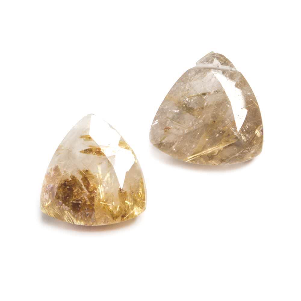 14x14mm Golden Rutilated Quartz Pavilion faceted trillion Bead Set of 2 (ONLINE ORDER ONLY)