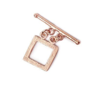 14x14mm Rose Gold plated Sterling Silver Brushed Square Double Strand Toggle 1 piece (ONLINE ORDER ONLY)