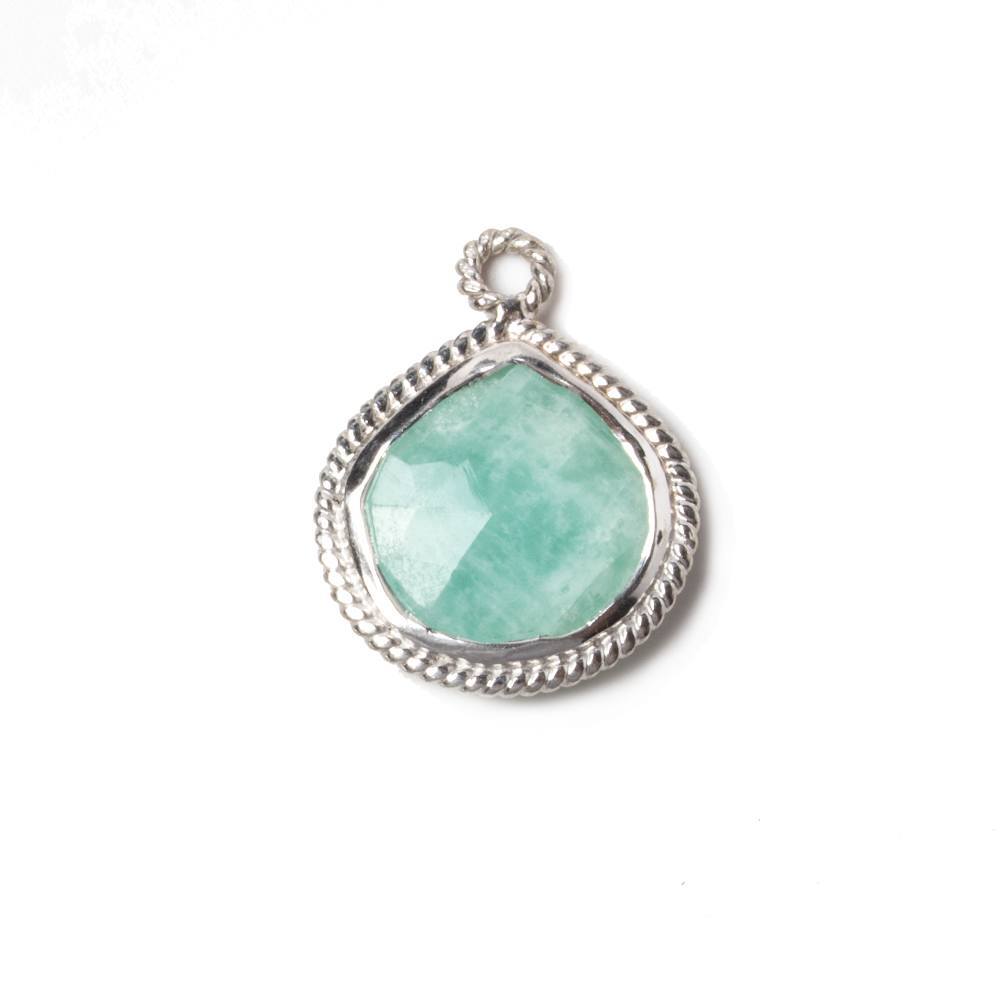 14x14mm Silver Rope Bezel Amazonite faceted heart Pendant 1 piece (ONLINE ORDER ONLY)