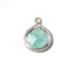 14x14mm Silver Rope Bezel Amazonite faceted heart Pendant 1 piece (ONLINE ORDER ONLY)