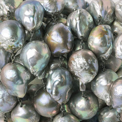 14x16-14x21mm Silver Peacock Ultra Baroque Black Gold .925 Silver Chain by the foot 13 pearls (ONLINE ORDER ONLY)