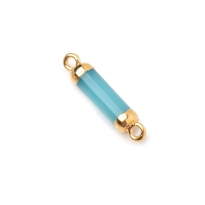 14x4mm Gold Leafed Blue Chalcedony Tube Focal Connector 1 piece (ONLINE ORDER ONLY)