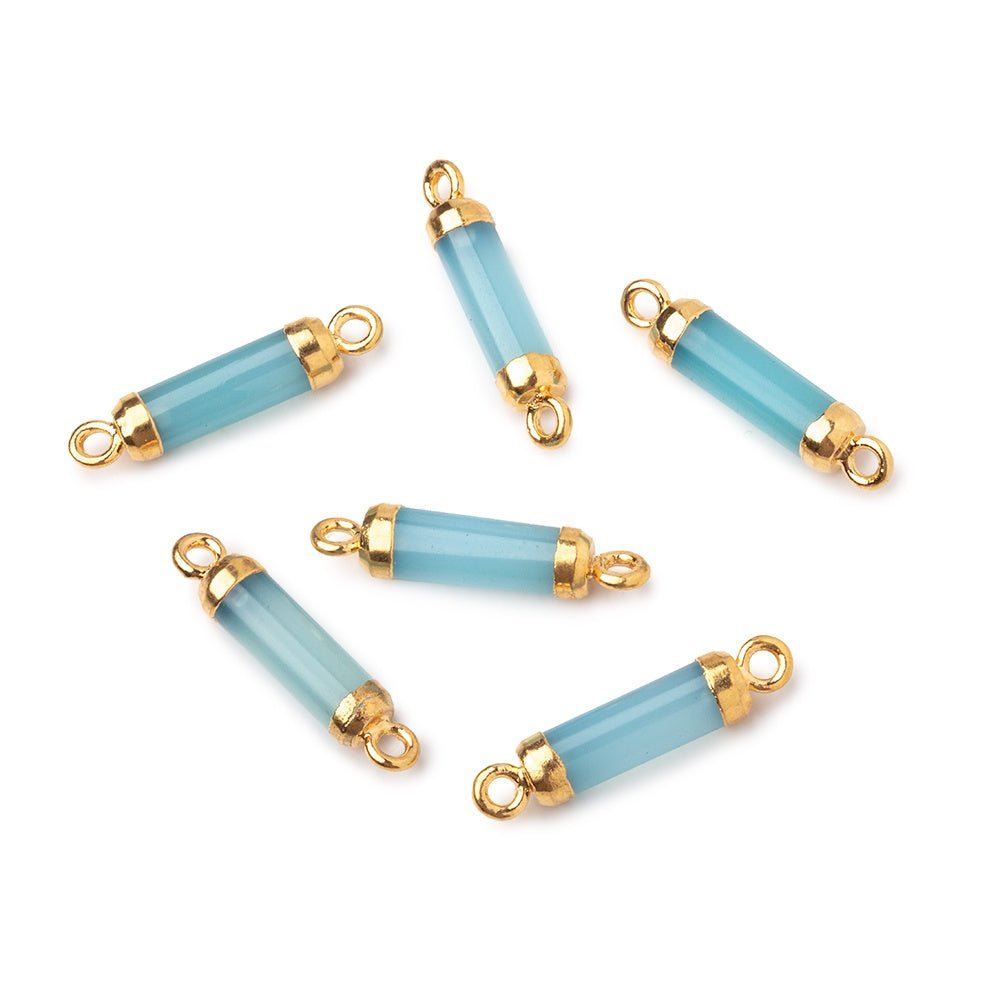 14x4mm Gold Leafed Blue Chalcedony Tube Focal Connector 1 piece (ONLINE ORDER ONLY)