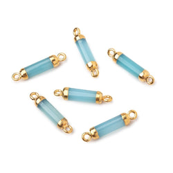 14x4mm Gold Leafed Blue Chalcedony Tube Focal Connector 1 piece (ONLINE ORDER ONLY)