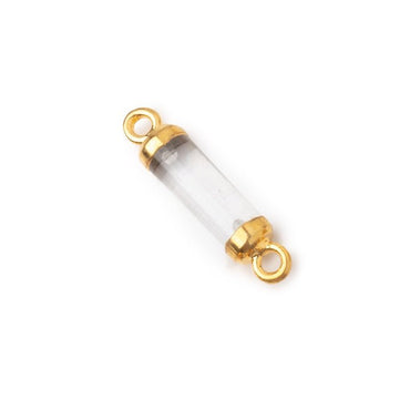 14x4mm Gold Leafed Crystal Quartz Tube Focal Connector 1 piece (ONLINE ORDER ONLY)