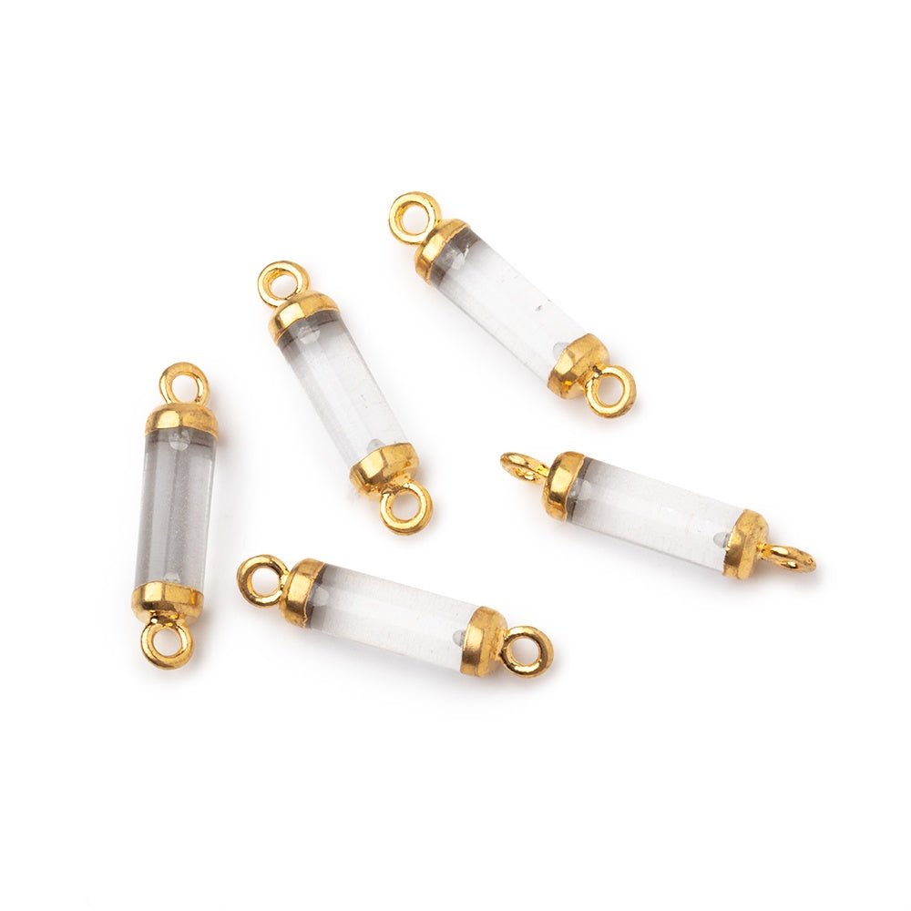 14x4mm Gold Leafed Crystal Quartz Tube Focal Connector 1 piece (ONLINE ORDER ONLY)