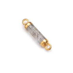 14x4mm Gold Leafed Tourmalinated Quartz Tube Focal Connector 1 piece (ONLINE ORDER ONLY)