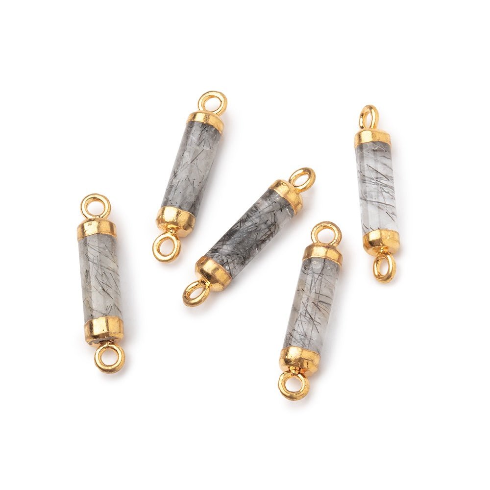 14x4mm Gold Leafed Tourmalinated Quartz Tube Focal Connector 1 piece (ONLINE ORDER ONLY)