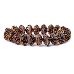14x5mm Antiqued Copper Bead Cap with Heart Shape Miligrain Scroll 8 inch 40 pcs (ONLINE ORDER ONLY)