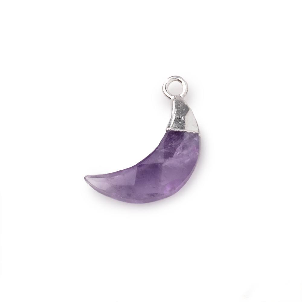 14x5mm Silver Leafed Amethyst Faceted Crescent Moon Focal Pendant 1 piece (ONLINE ORDER ONLY)