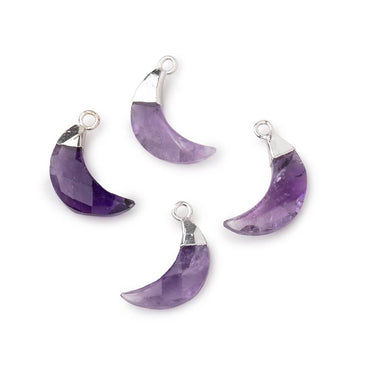 14x5mm Silver Leafed Amethyst Faceted Crescent Moon Focal Pendant 1 piece (ONLINE ORDER ONLY)