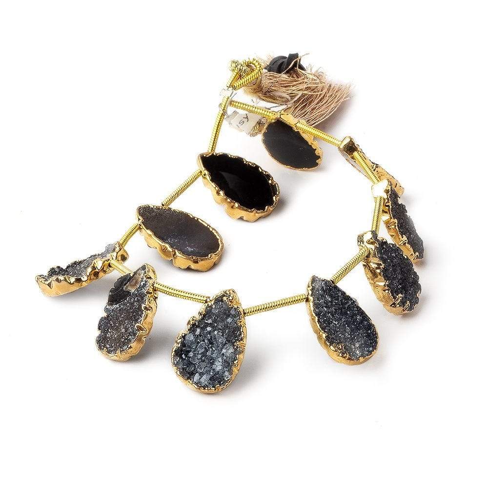 14x9-16x10mm Gold Leafed Black Pear Drusy 8 inch strand 10 beads (ONLINE ORDER ONLY)