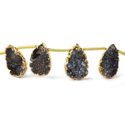 14x9-16x10mm Gold Leafed Black Pear Drusy 8 inch strand 10 beads (ONLINE ORDER ONLY)