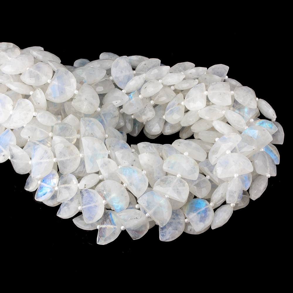 14x9-16x9mm Rainbow Moonstone faceted Half Moon beads 15.5 inch 36 pieces AA (ONLINE ORDER ONLY)