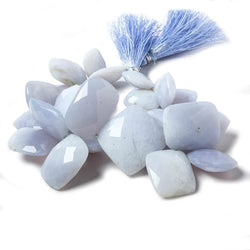 14x9-20x23mm Blue Turkish Chalcedony Beads Faceted Fancy Cut 7.5 inch 30 pcs (ONLINE ORDER ONLY)