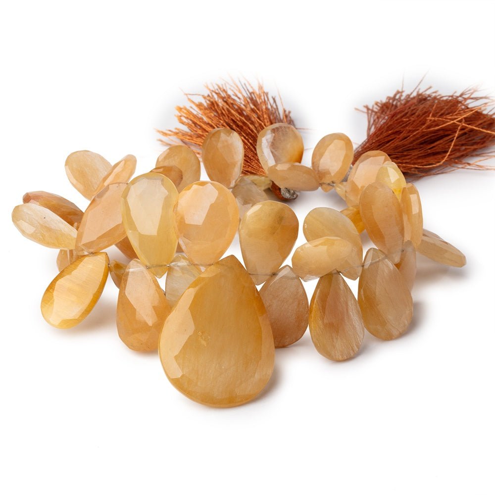 14x9-33x24mm Butterscotch Rutilated Quartz Faceted Pears 8 inch 43 Beads (ONLINE ORDER ONLY)