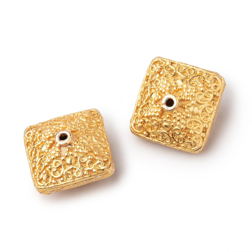 14x9mm 22kt Gold Plated Copper Persian Design Square Set of 2 Beads (ONLINE ORDER ONLY)