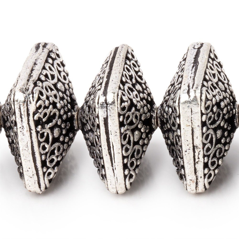 14x9mm Antiqued Sterling Silver Plated Copper Persian Design Square 8 inch 22 Beads (ONLINE ORDER ONLY)