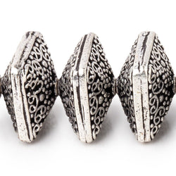 14x9mm Antiqued Sterling Silver Plated Copper Persian Design Square 8 inch 22 Beads (ONLINE ORDER ONLY)