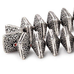 14x9mm Antiqued Sterling Silver Plated Copper Persian Design Square 8 inch 22 Beads (ONLINE ORDER ONLY)