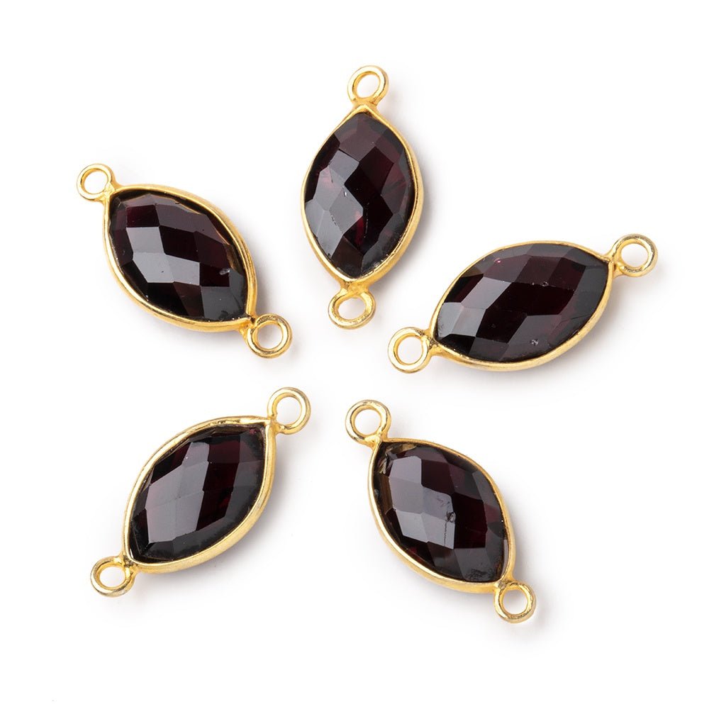 14x9mm Vermeil Bezel Garnet Faceted Marquise Connector 1 piece (ONLINE ORDER ONLY)
