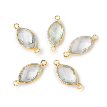 14x9mm Vermeil Bezel Prasiolite Faceted Marquise Connector 1 piece (ONLINE ORDER ONLY)