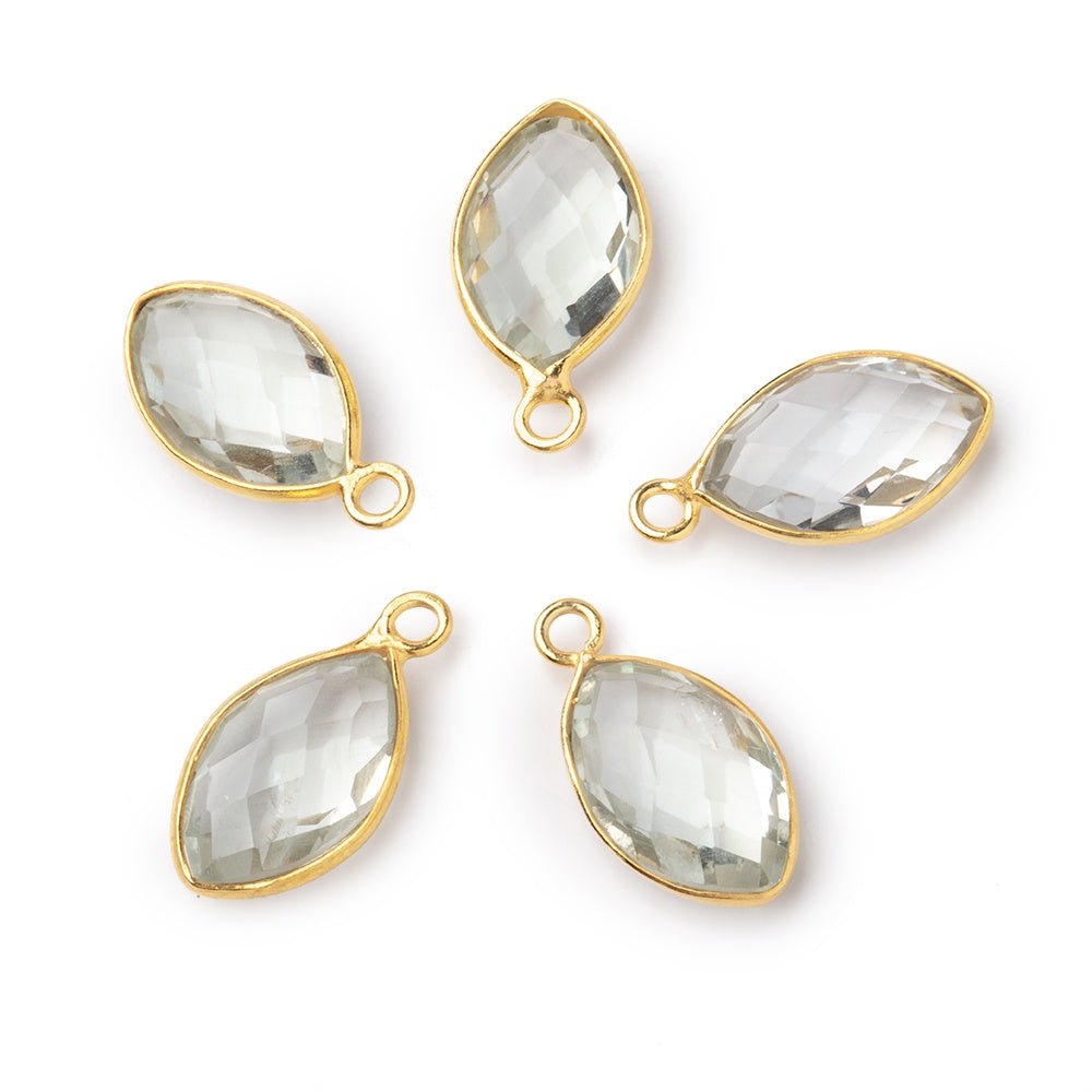 14x9mm Vermeil Bezel Prasiolite Faceted Marquise Pendant 1 piece (ONLINE ORDER ONLY)