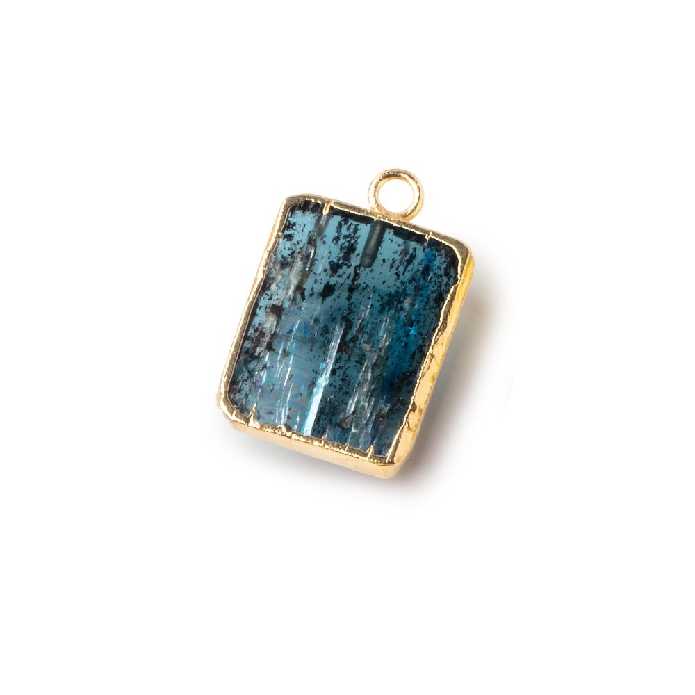 15-16mm Gold Leafed Kyanite Rectangular Slice Focal Bead 1 piece (ONLINE ORDER ONLY)