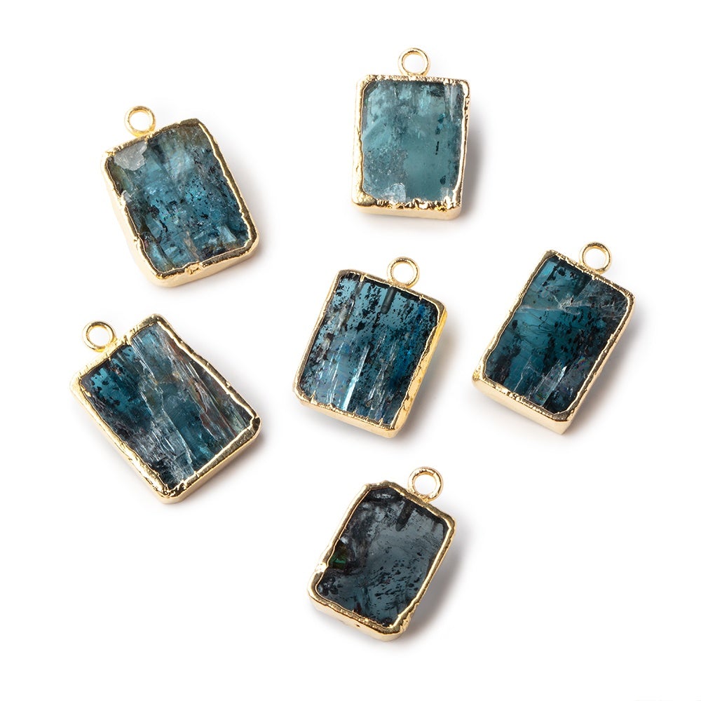15-16mm Gold Leafed Kyanite Rectangular Slice Focal Bead 1 piece (ONLINE ORDER ONLY)